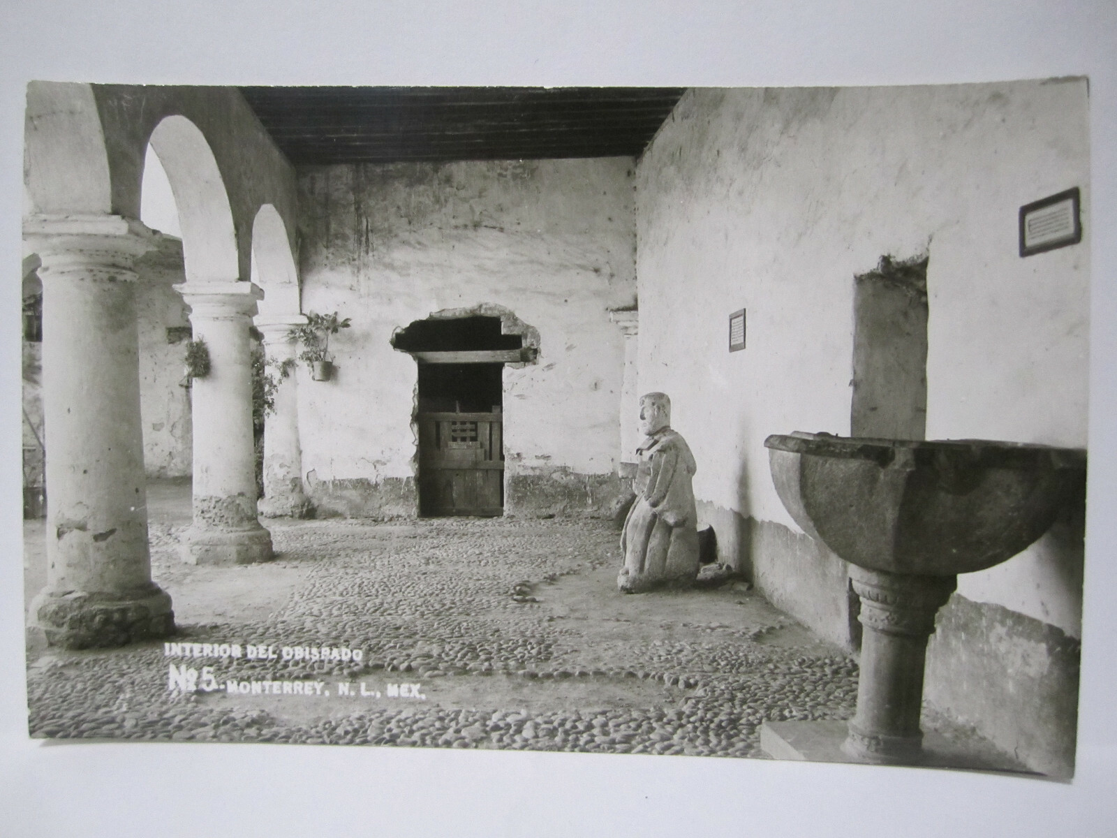 INTERIOR DEL OBISPADO REAL PHOTO POSTCARD MONTERREY MEXICO 1940s RPPC