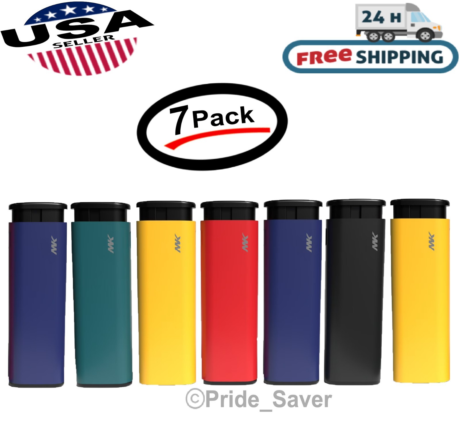 MK Refillable Butane Torch Lighters Assorted Pocket Cigarette Lighters (7 Pack)