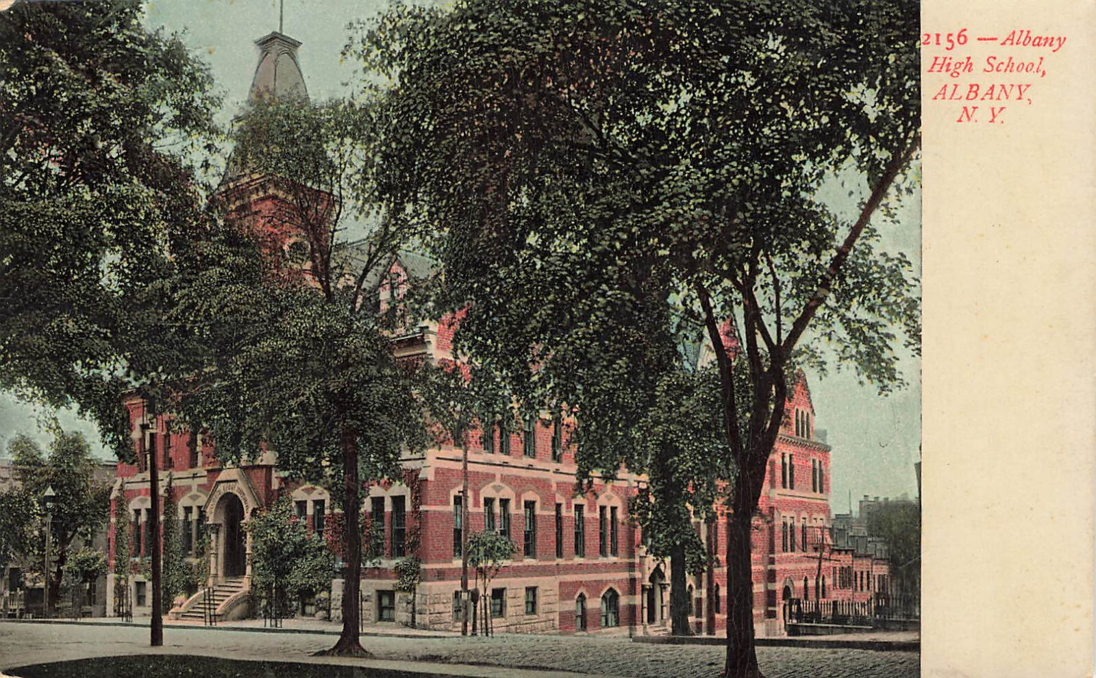 HIGH SCHOOL BUILDING POSTCARD ALBANY NY NEW YORK 1907