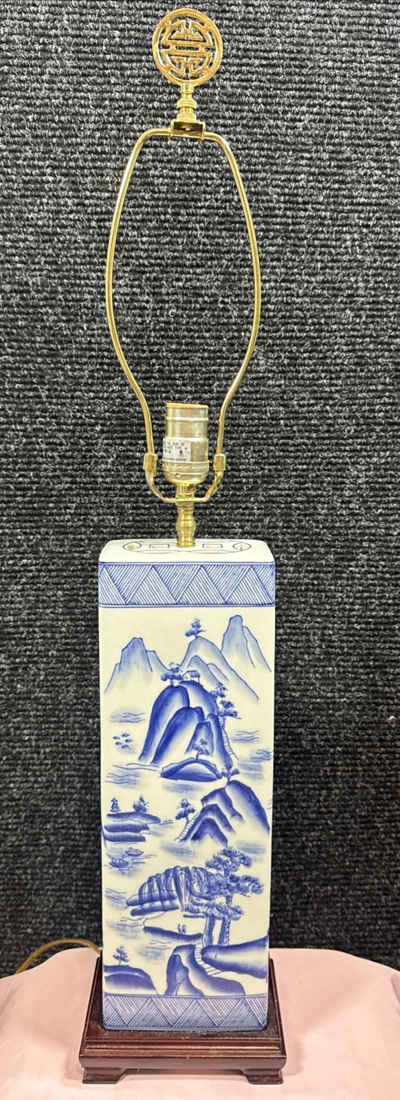 Lamp Vintage Asian White and Blue Porcelain