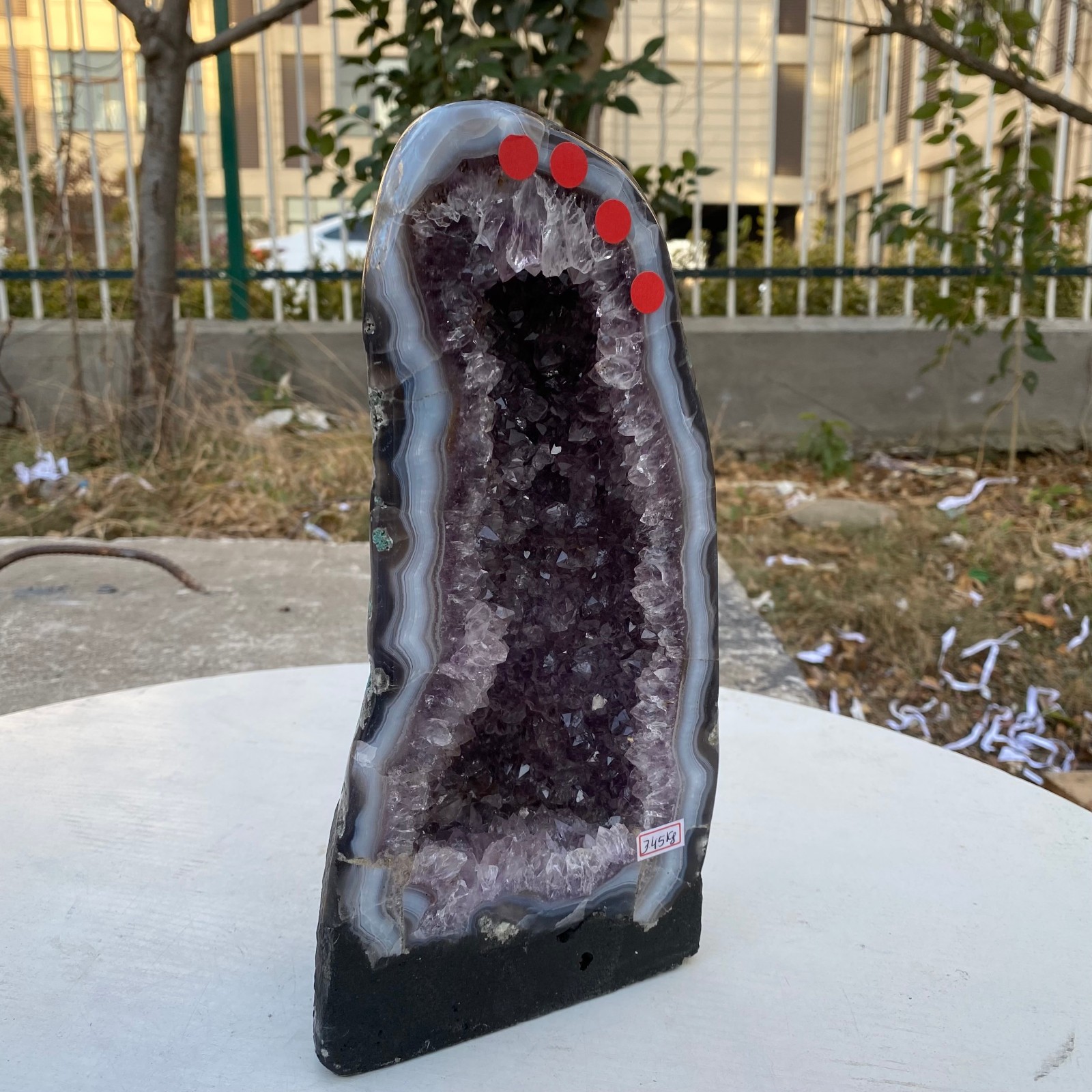 8LB Natural Amethyst agate Geode Quartz Crystal Cluster Cathedral Energy heal