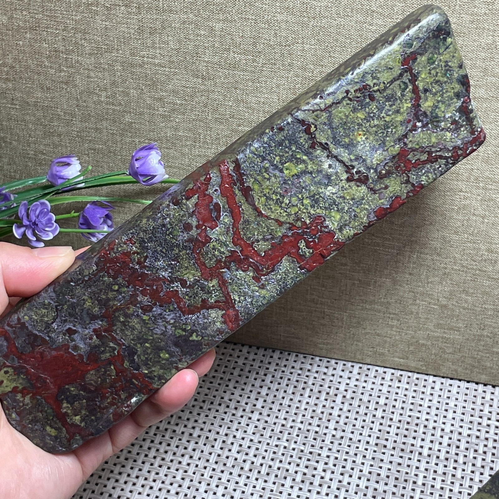607g Raw dragon blood stone Jasper Rough polished stone slab specimen AP36