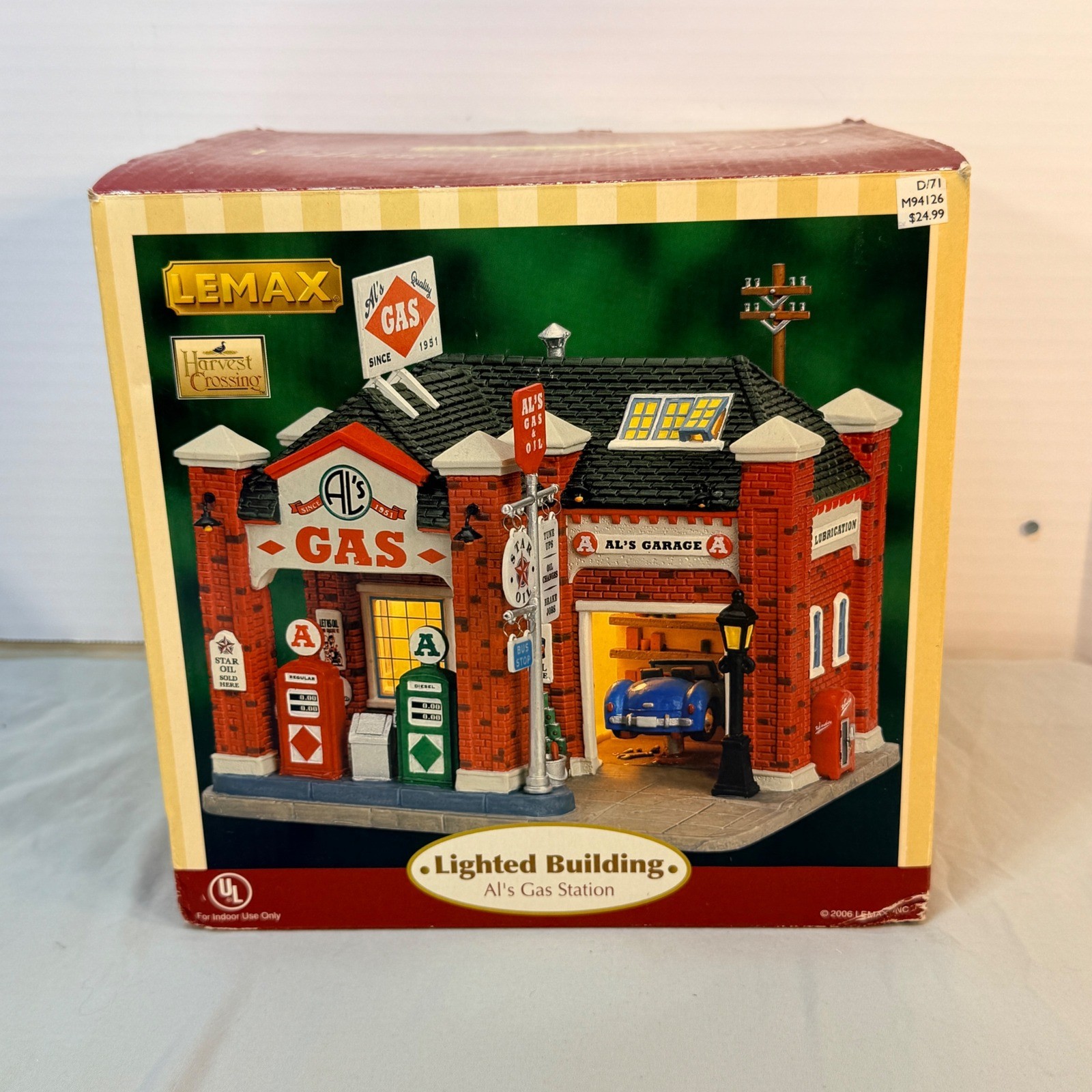 Lemax Village Collection Al's Gas Station Lighted Building 65366 Village House