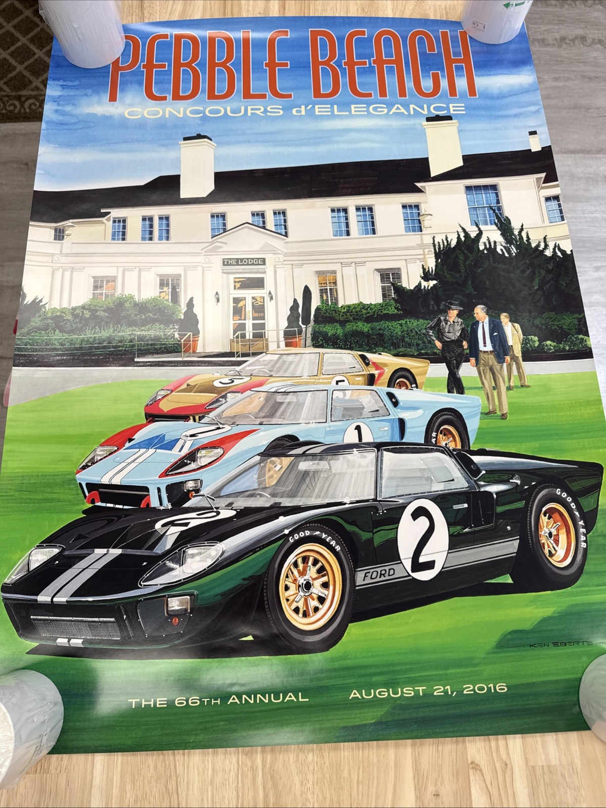 2016 Pebble Beach Concours Poster FORD GT40 1966 LE MANS Eberts - WOW 😳