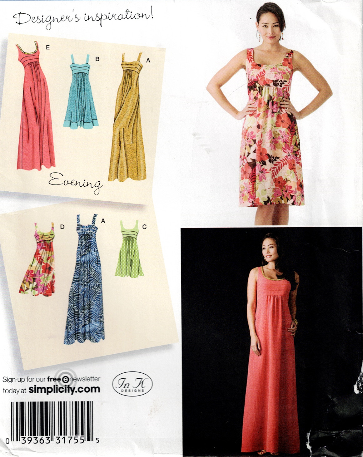 Uncut sewing pattern Misses and Misses petite dress in three lenghts simplicity