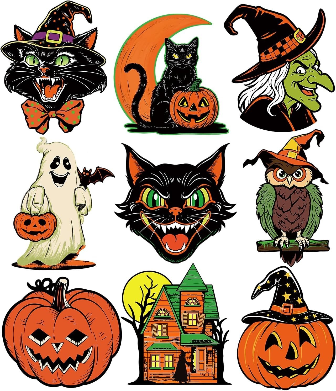 Large Vintage Halloween Decorations Double-Sided Cutouts Style 2