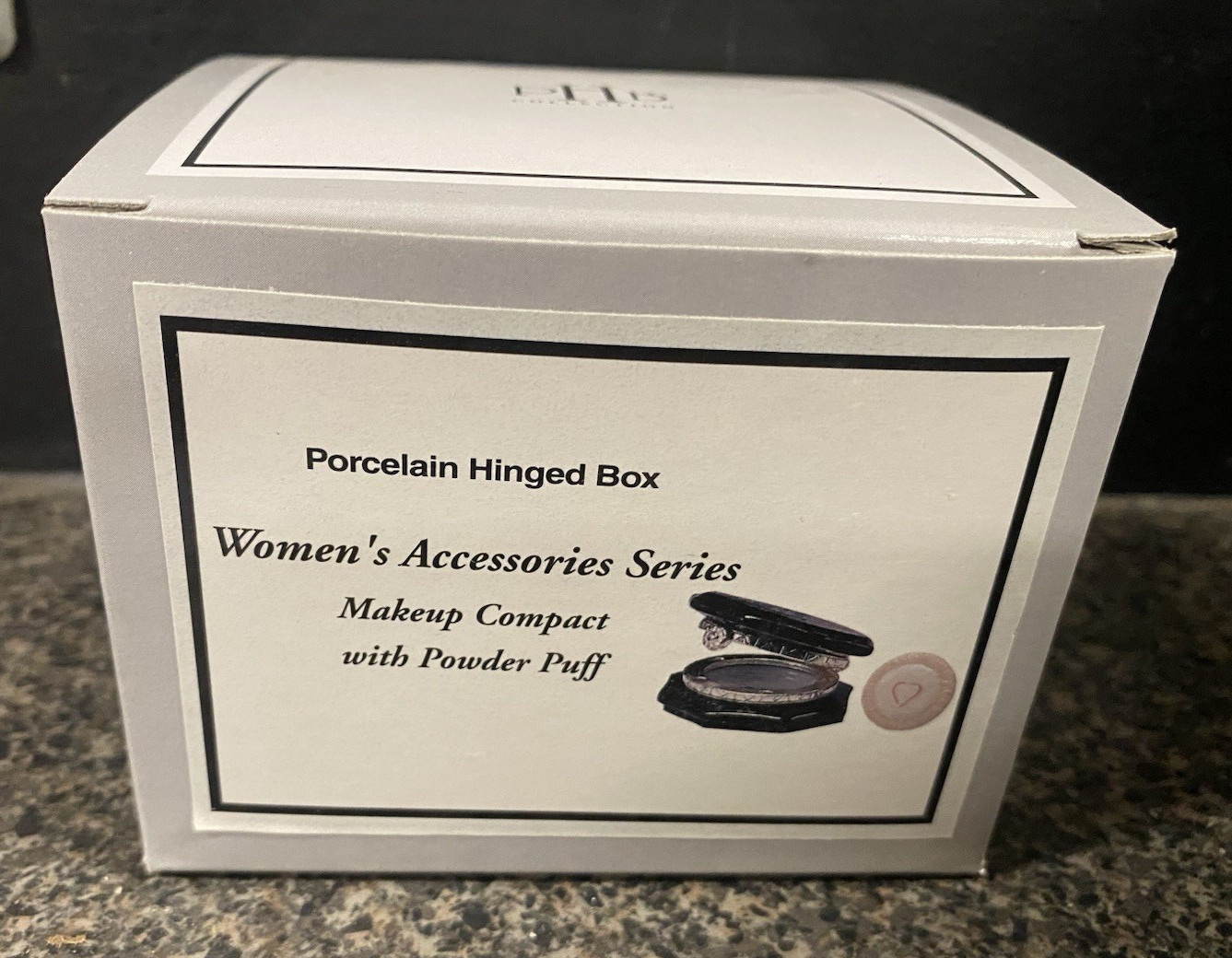 Makeup Compact  with Puff PHB Porcelain Hinged Box by Midwest of Cannon Falls