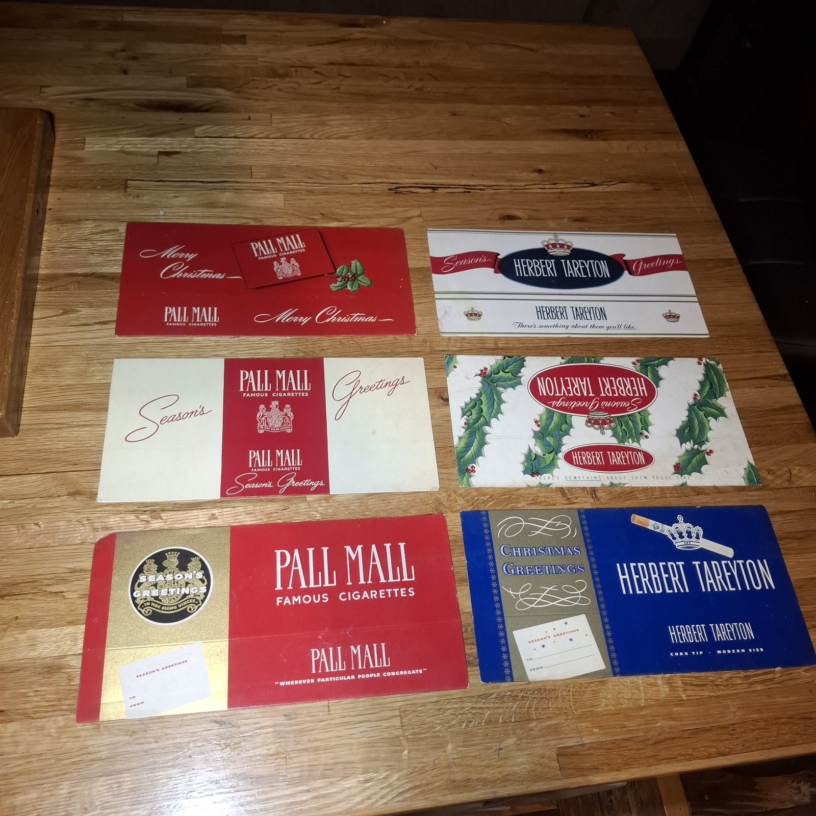 6 X VINTAGE TOBACCO CIGARETTE CARTON SLEEVE CHRISTMAS GIFT ADVERTISING Lot