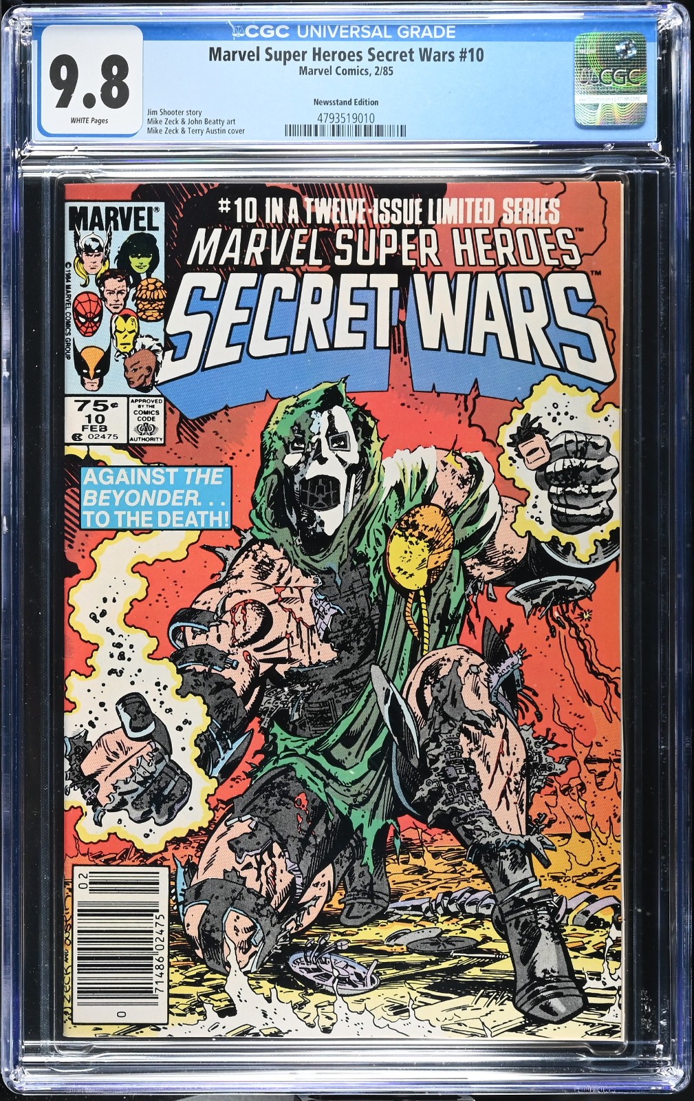 MSH SECRET WARS #10 Newsstand CGC 9.8 White Pgs Classic Dr Doom Zeck Cover 1985