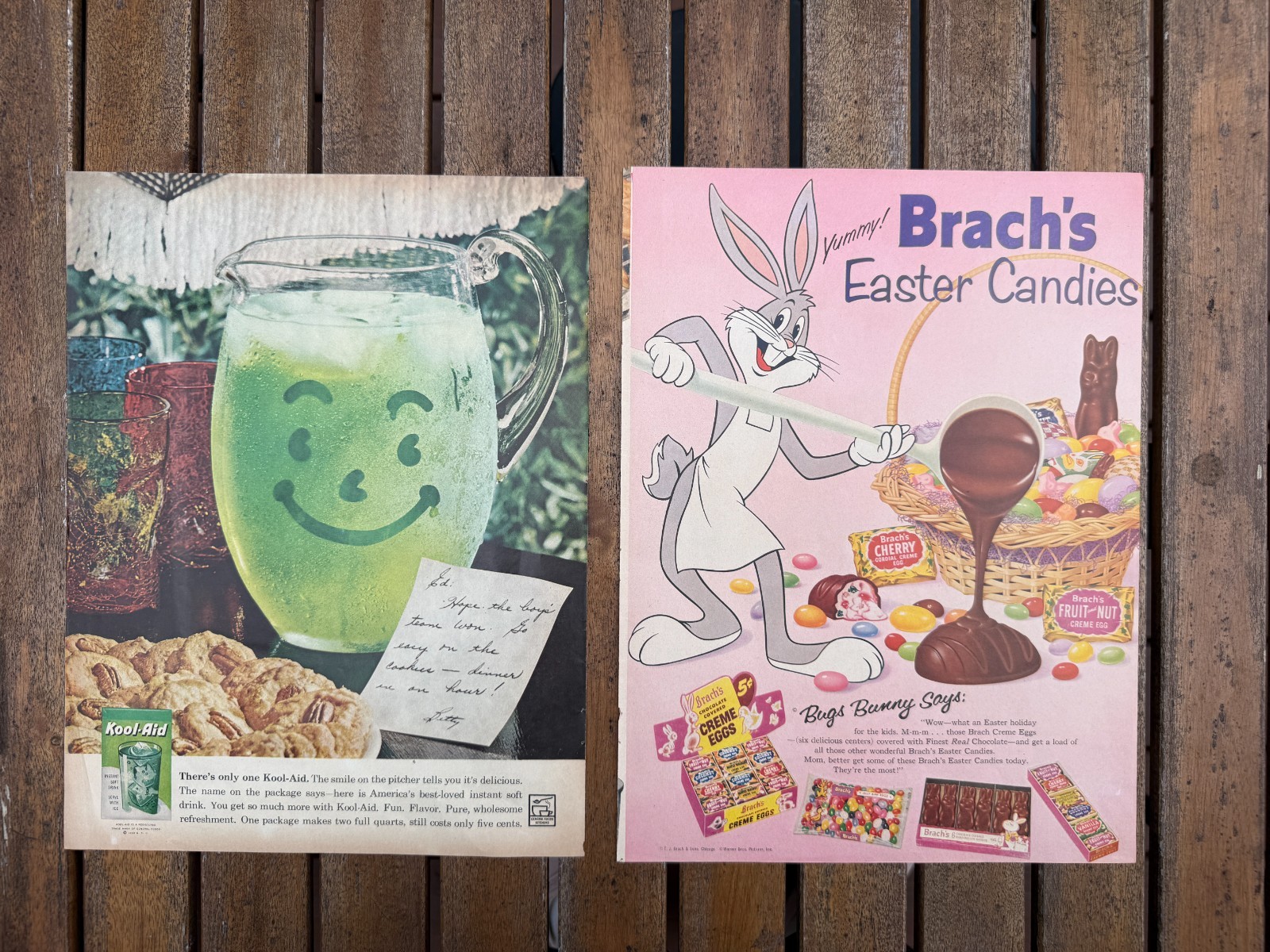 Vintage 1960s Magazine Ad Kool-Aid Smile Pitcher Brach\'s Bugs Bunny Easter