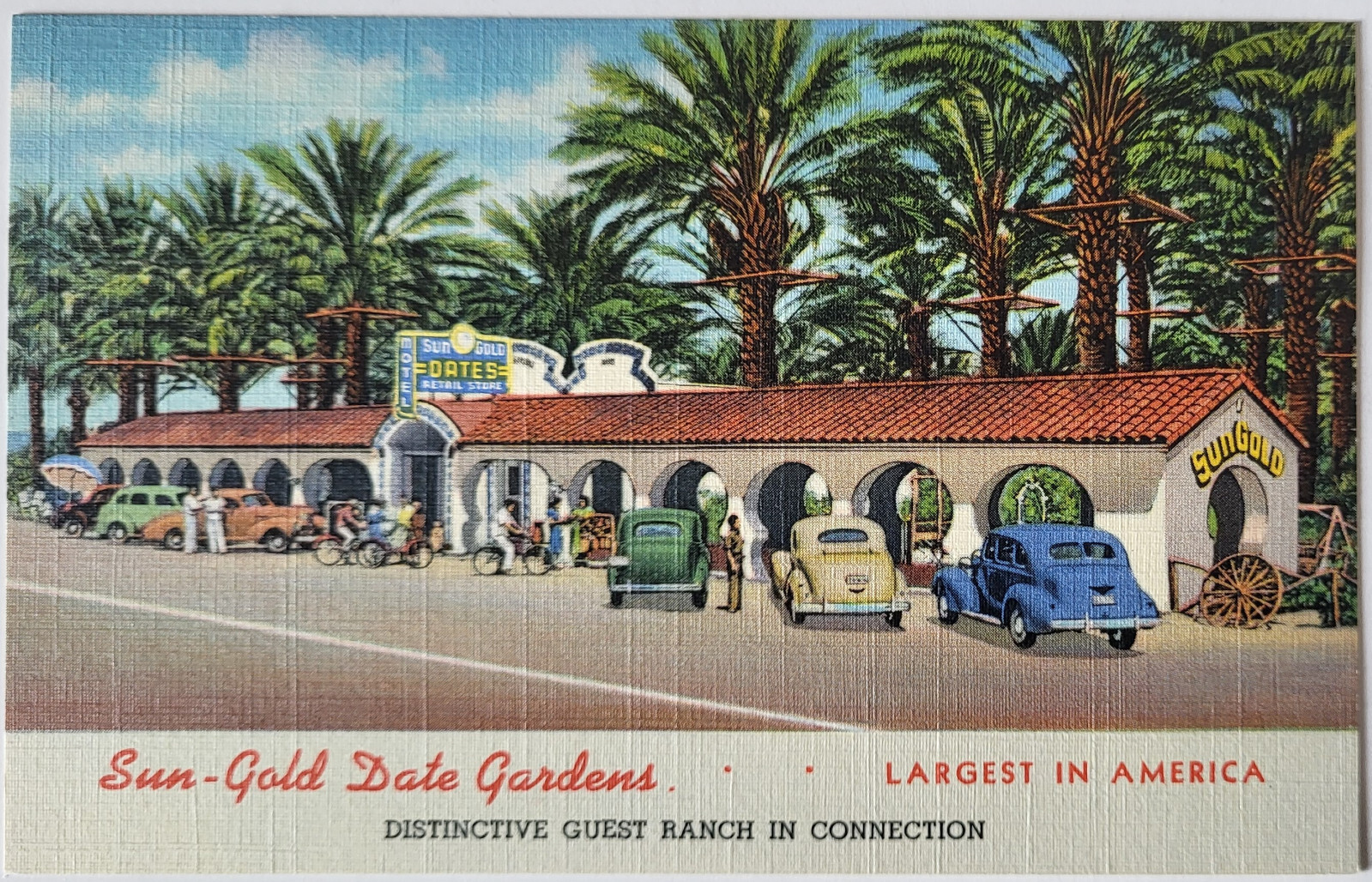 1940 ADVERTISING PC SUN-GOLD DATE GARDENS GUEST RANCH DESERT VACATIONS INDIO CA