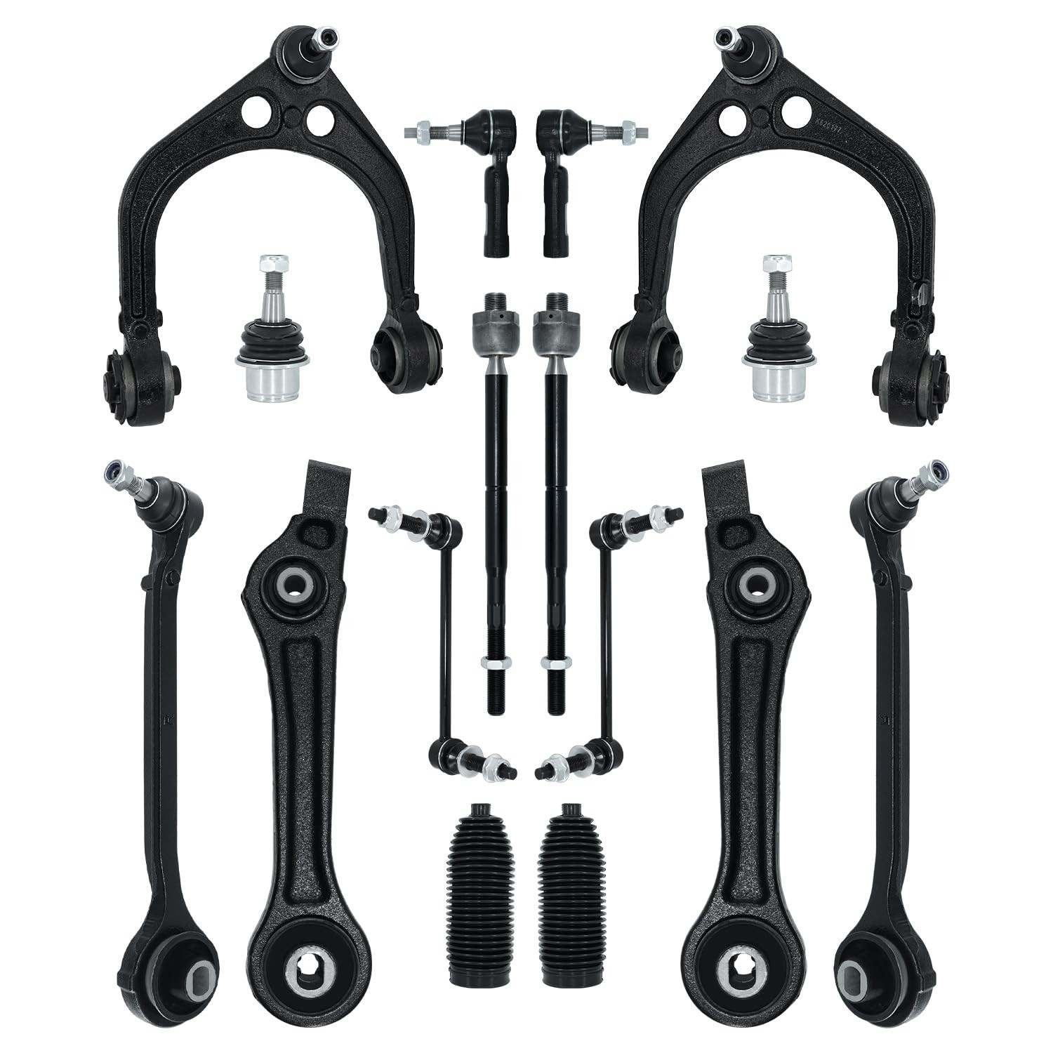 16pcs Front Suspension RWD Control Arm Sway Bar Link Tie Rod End Boot Replace...