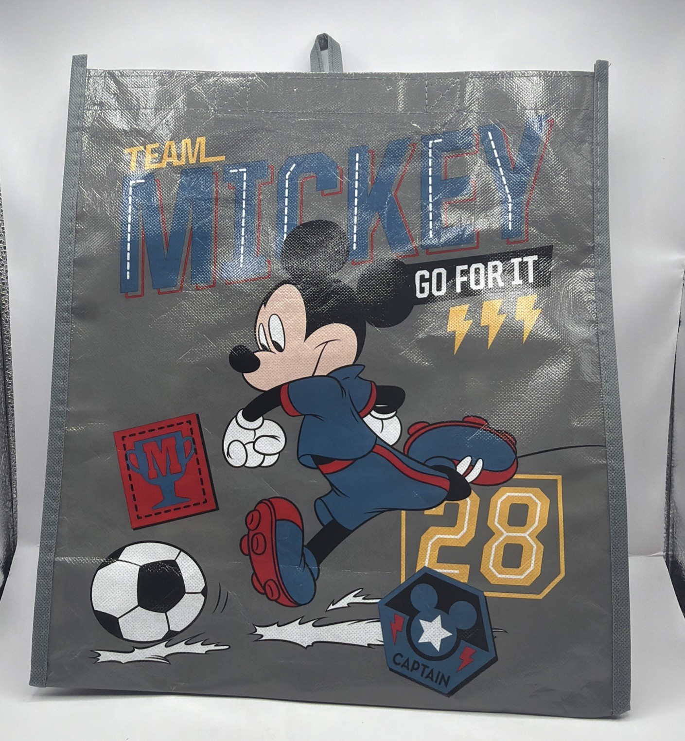 Reusable Disney Mickey Sports Soccer theme Grocery/Shopping Bag Grey