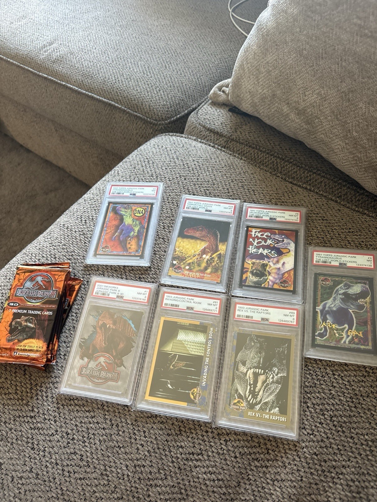 Jurassic Park Card Lot 7 PSA Graded Cards PSA 7 8 + 5 Jurassic Park III Packs