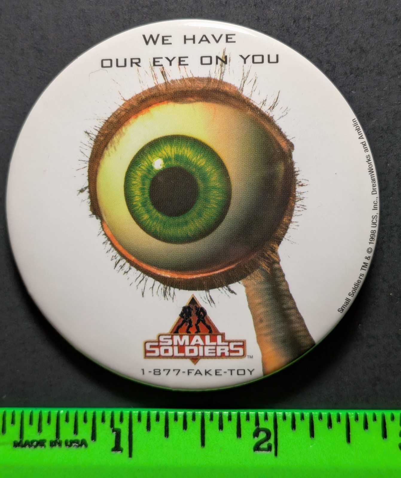 Vintage 1998 Small Soldiers Movie Have An Eye on You Pinback Pin