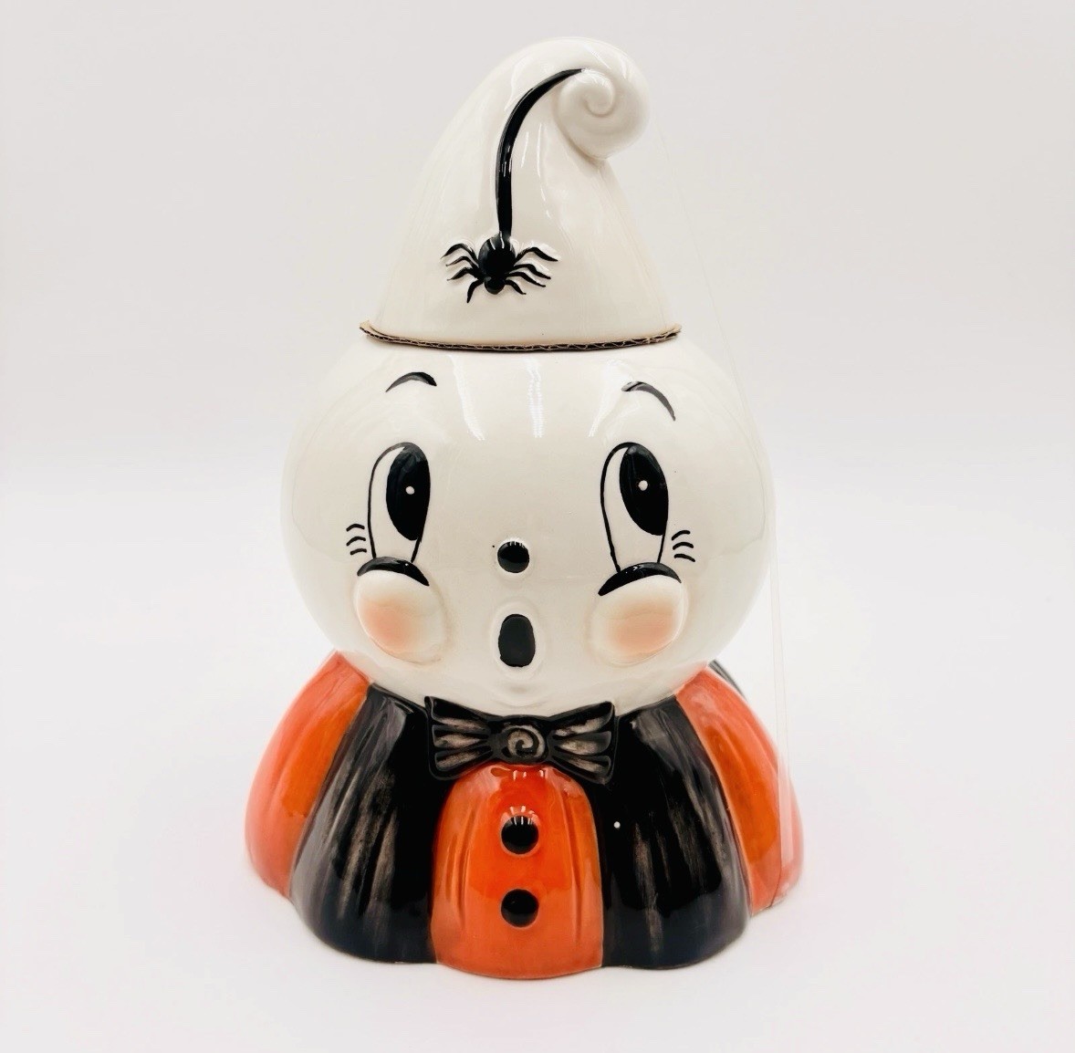 🧡🖤New Johanna Parker Ceramic Ghost Canister Halloween Cookie Jar HTF