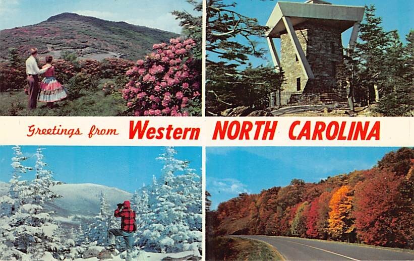 Postcard NC: Greetings from Western North Carolina, Multiview, Unposted