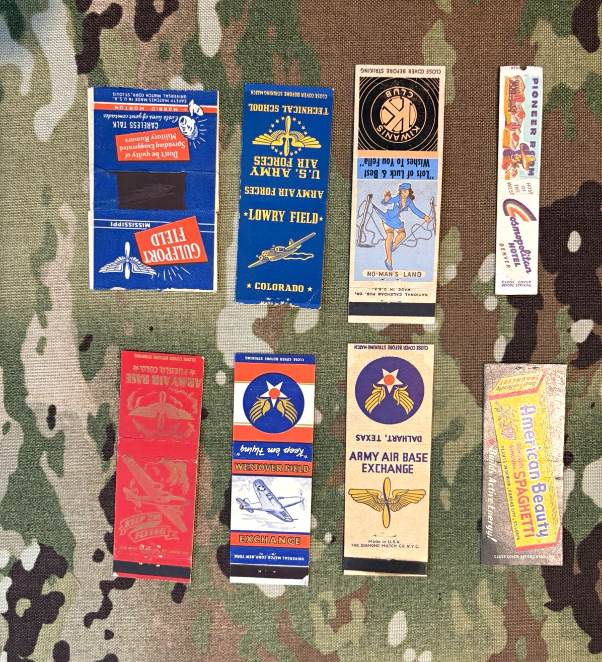 Vintage US Army Air Force Matchbook Cover Lot — 1942-44 USAAF Lot of 8