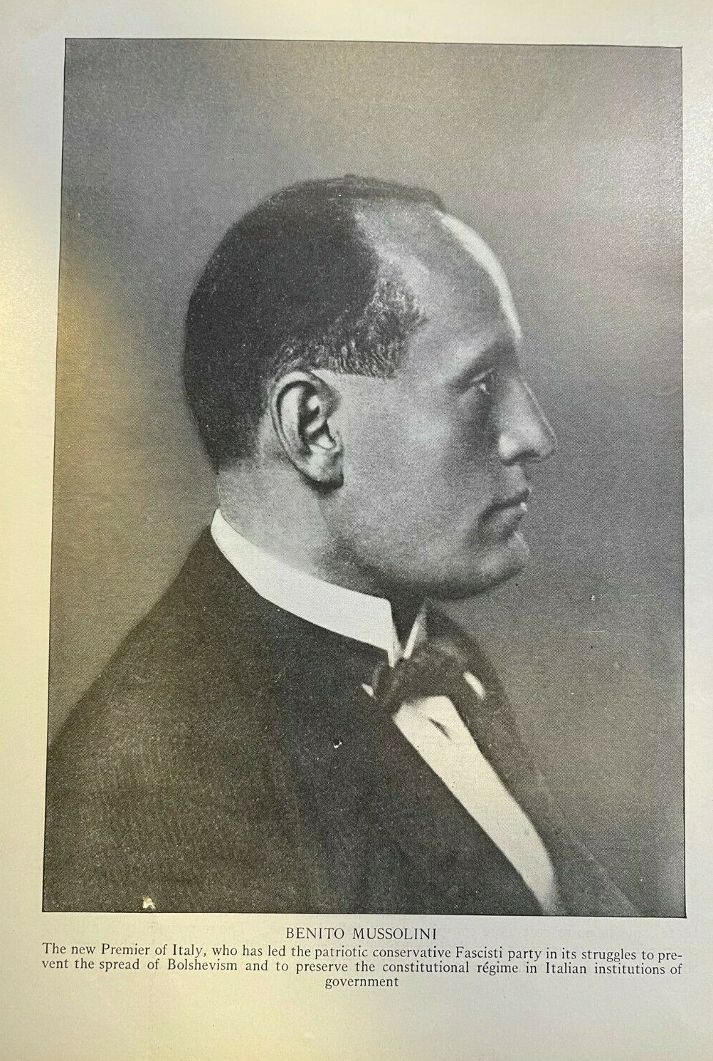 1922 Vintage Magazine Illustration Benito Mussolini Italian Premie