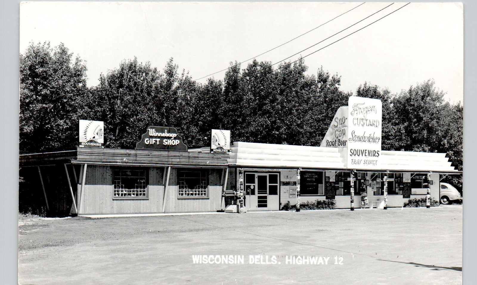 CAFE & SOUVENIR SHOP wisconsin dells wi c1950s postcard real photo rppc roadside