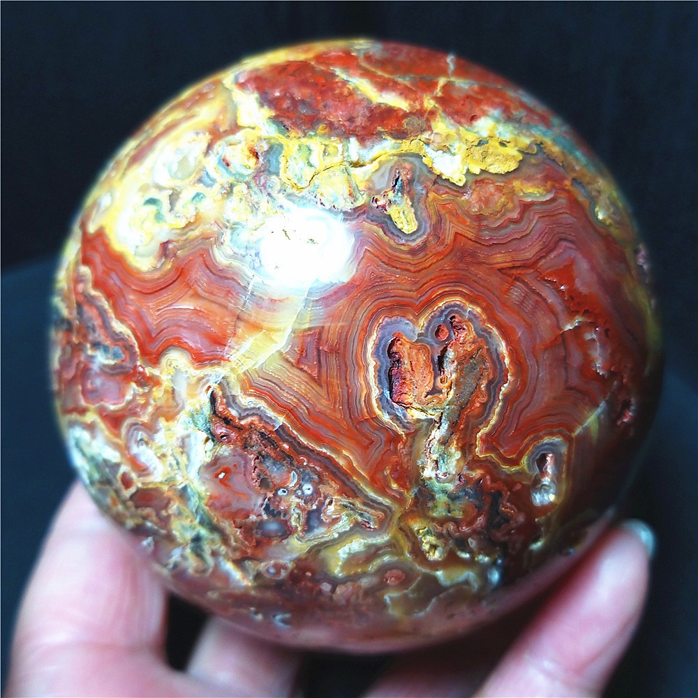 RARE 846.5G 84mm Natural Polished Colorful Crazy Agate Stone Ball Healing AC1025