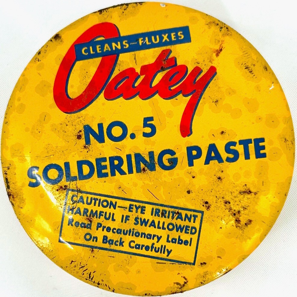 Vintage Oatey No. 5 Solder Paste 1.7 oz Advertising Tin - MADE IN THE USA