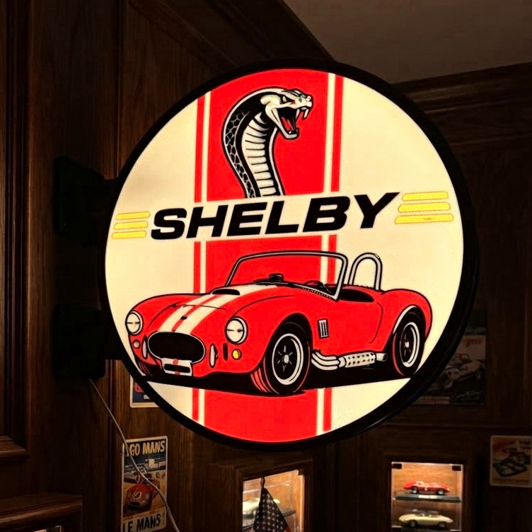 Shelby Cobra Round LED Wall Lighted Sign Lamp, Multicolor Plastic