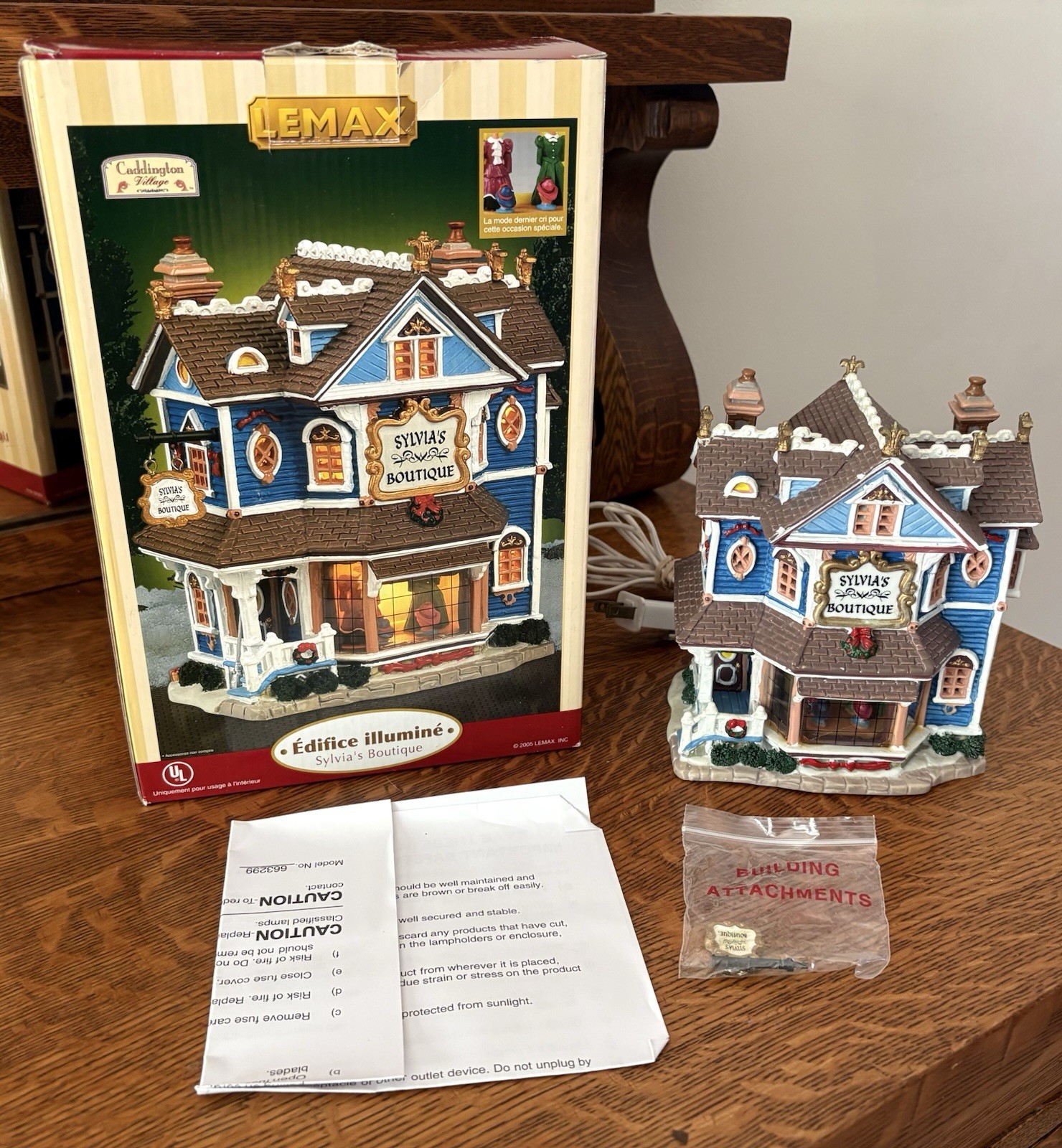 Vintage Lemax Sylvia's Boutique Lighted Building Christmas Village House w/ Box