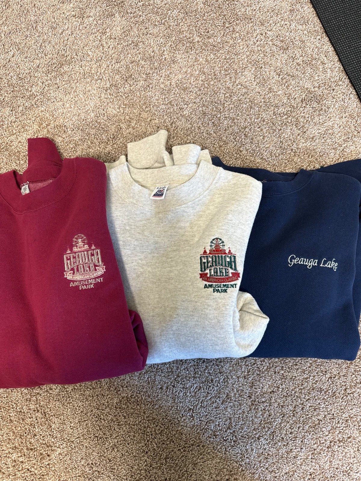 Lot of 3 Vintage Geauga Lake Amusement Park Ohio Sweatshirts