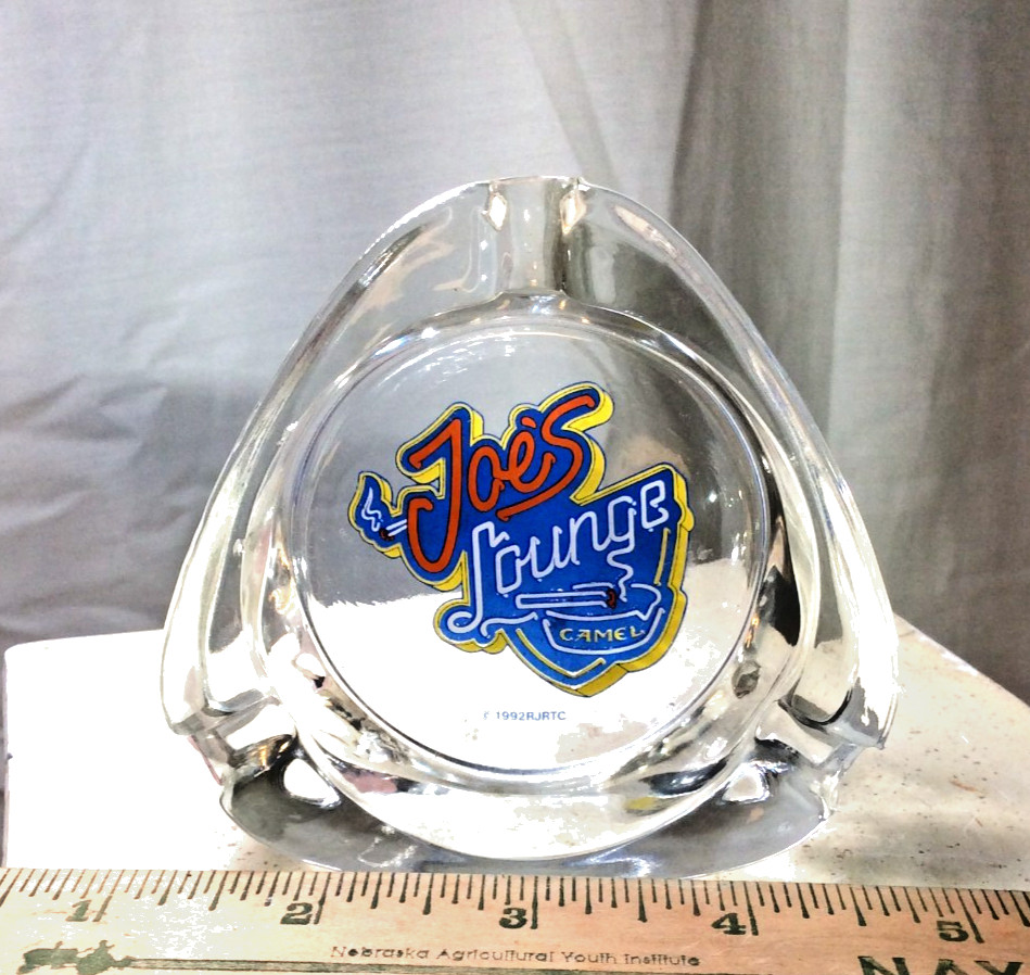 never used vintage CAMEL Joe's Lounge glass ashtray c.1992—only one left—superb