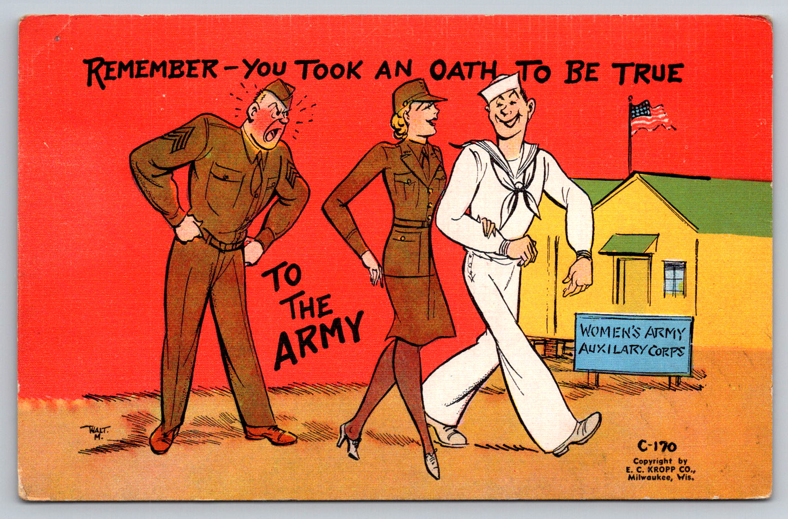 c1940s Women\'s Army Auxiliary Corps Milwaukee WI Postcard