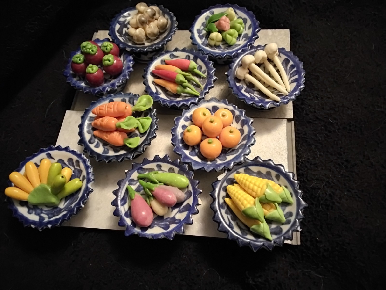 10 Miniature Traditional Thai Food Dishes, 1 inch wide, Dollhouse Food