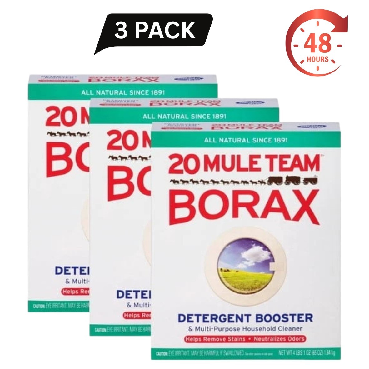 3 Pack 20 Mule Team Borax Laundry Booster Multi-Purpose Cleaner 65 oz Each