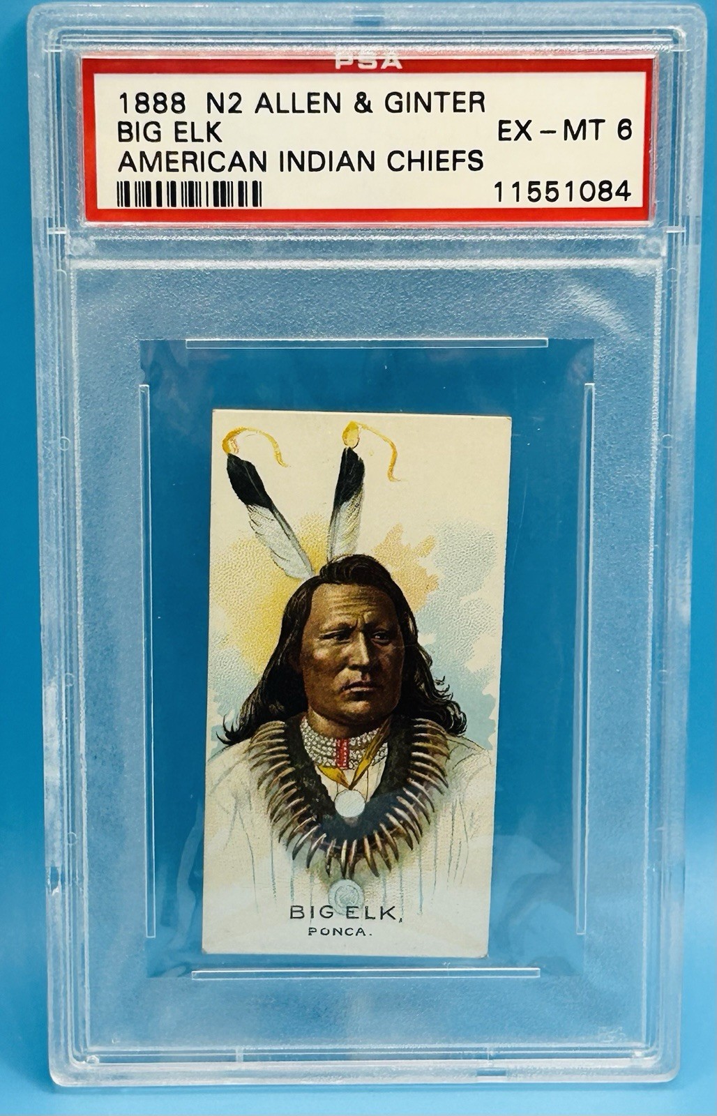 1888 N2 Allen & Ginter American Indian Chiefs BIG ELK OMAHA TRIBE PSA 6 EX-MT
