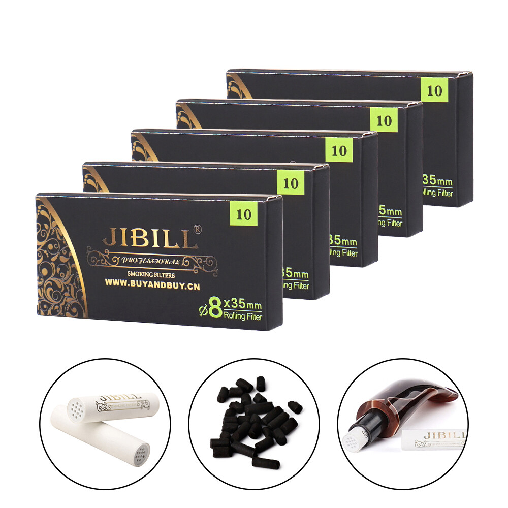 50pcs Pipe Filters 8mm Activated Carbon Filters For Wooden Tobacco Smoking Pipe