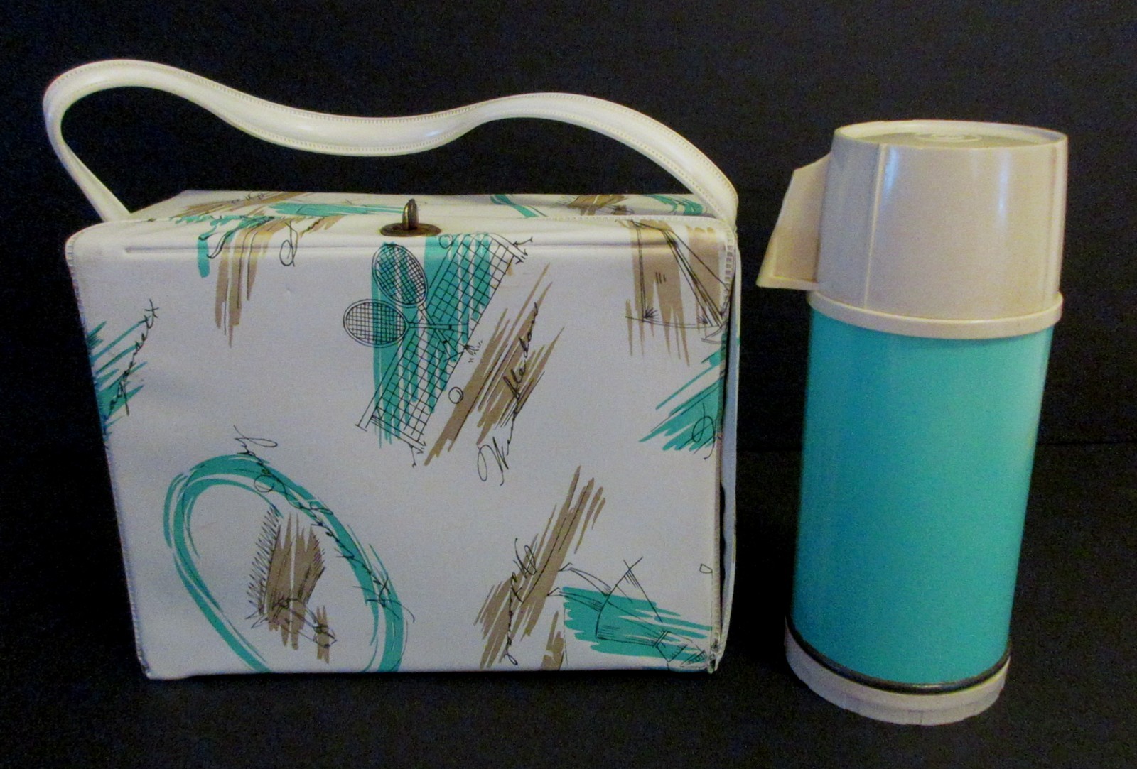 1960 Vintage Rare R9 National Open Vinyl Lunchbox & Thermos Nr Mint Wow 