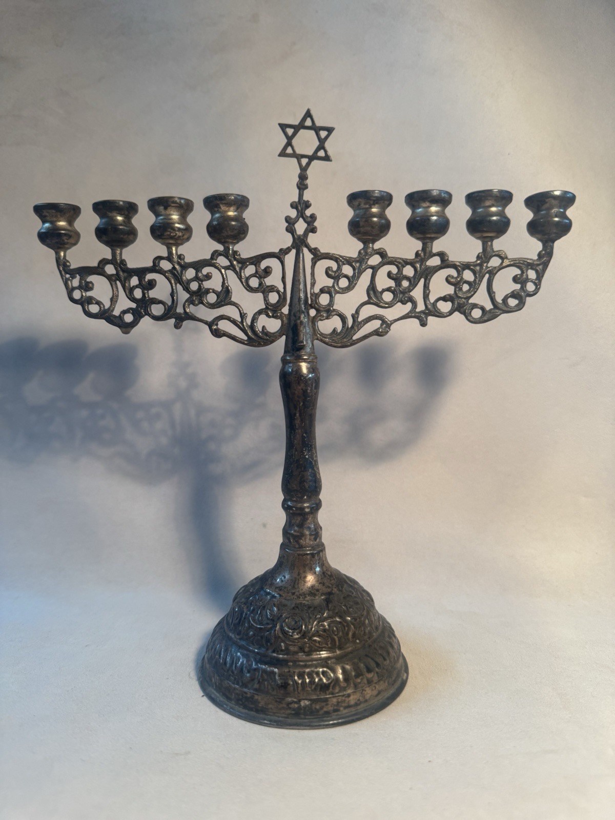Antique Silver European Hanukkah Chanukah Menorah Judaica