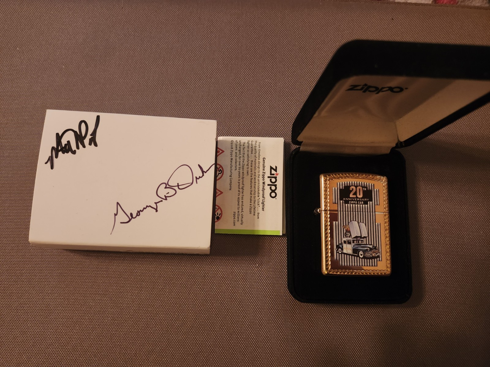 Zippo Case Museum 20th Anniversary 1990 Cars Gold Tone Lighter 061/100