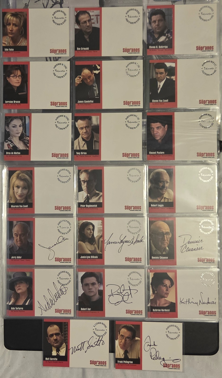 2005 inkworks sopranos Complete Autographed Set