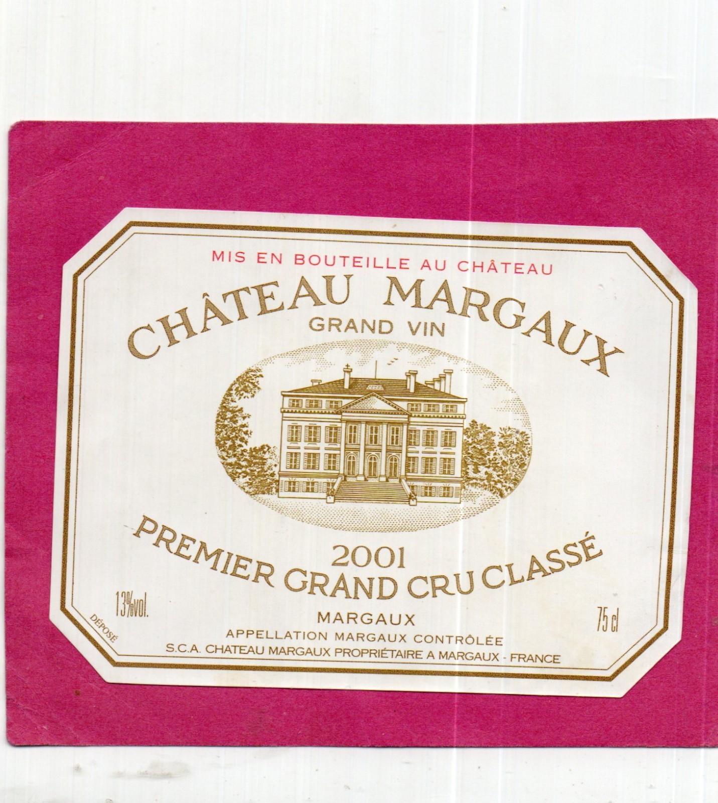 MARGAUX 1ST GCC LABEL CHATEAU MARGAUX 2001 75 CL §02/10/26