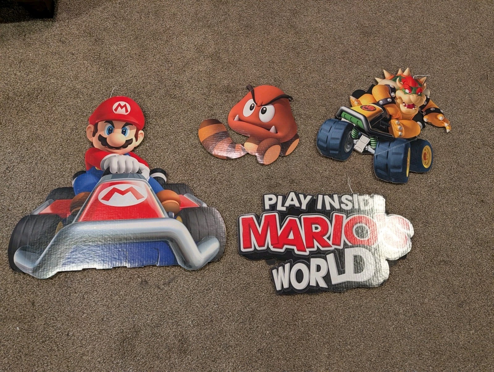 Vtg Mario’s World Set Lot Sign Cardboard Vintage Advertisement Promotional 