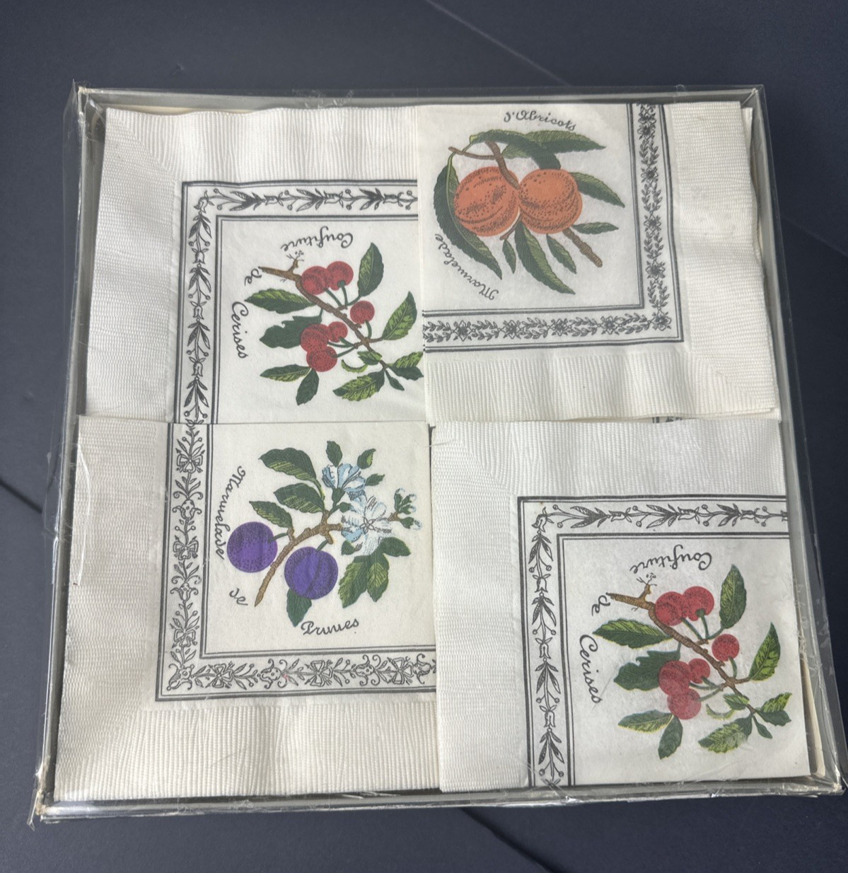 Vintage Pam Marker Inc Museum Collection Cocktail Napkins Decorated Fruit 3 Ply