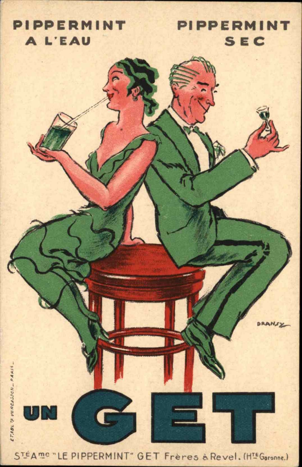 Peppermint Water A L\'Eau French Art Deco Poster Art DRANSY Postcard
