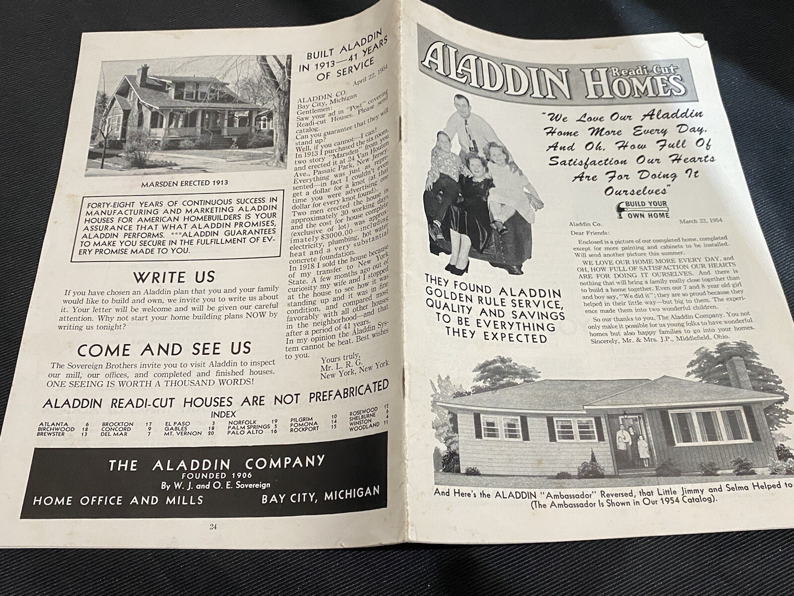 vtg 1950’s aladdin homes brochure