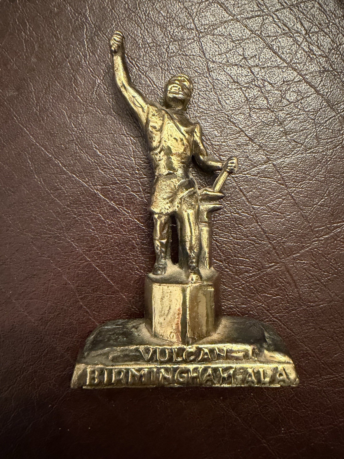 Vintage Vulcan Birmingham AL Cast Metal Statue Brass Finish Souvenir 4”
