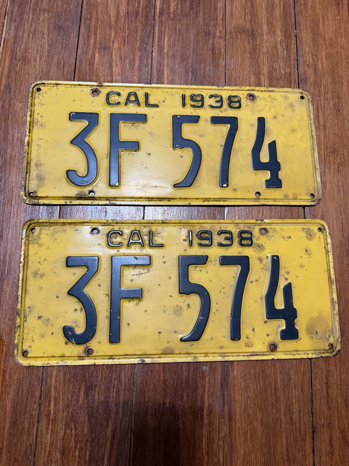 Rare 1938 CALIFORNIA License Plate Plates PAIR ALL ORIGINAL