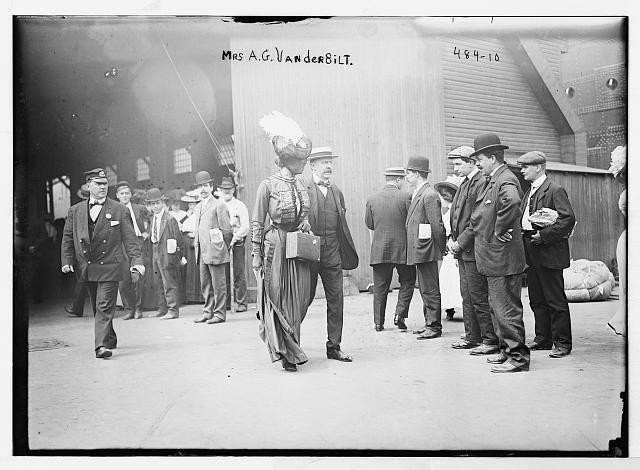 Photo:Mrs A.G. Vanderbilt at Ship Deck with Men in Hats