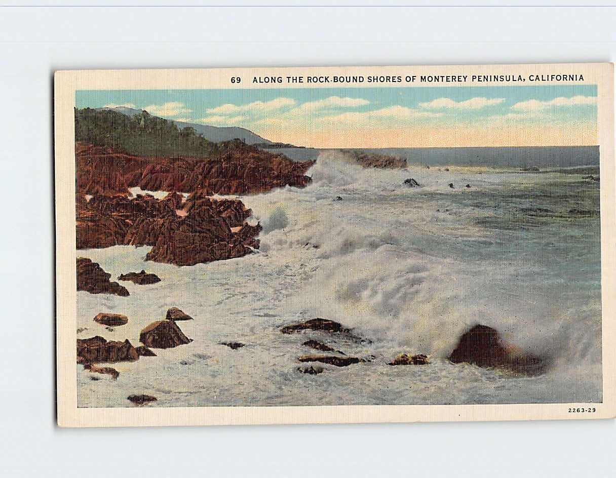 Postcard Along the Rock Bound Shores of Monterey Peninsula California USA