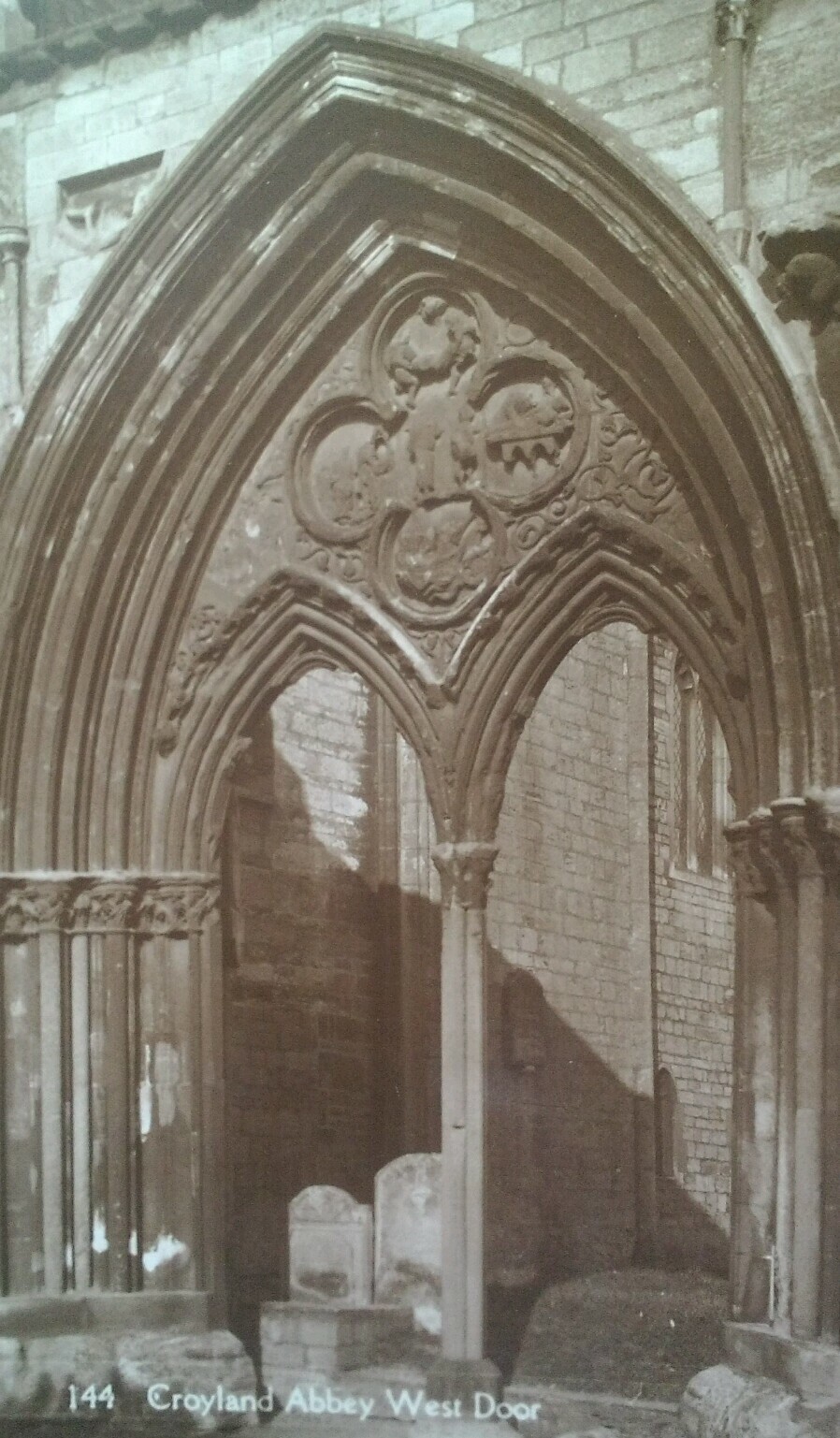 Croyland UK Antique RPPC Postcard Early 1900s Abbey Arch Lincolnshire West Door 