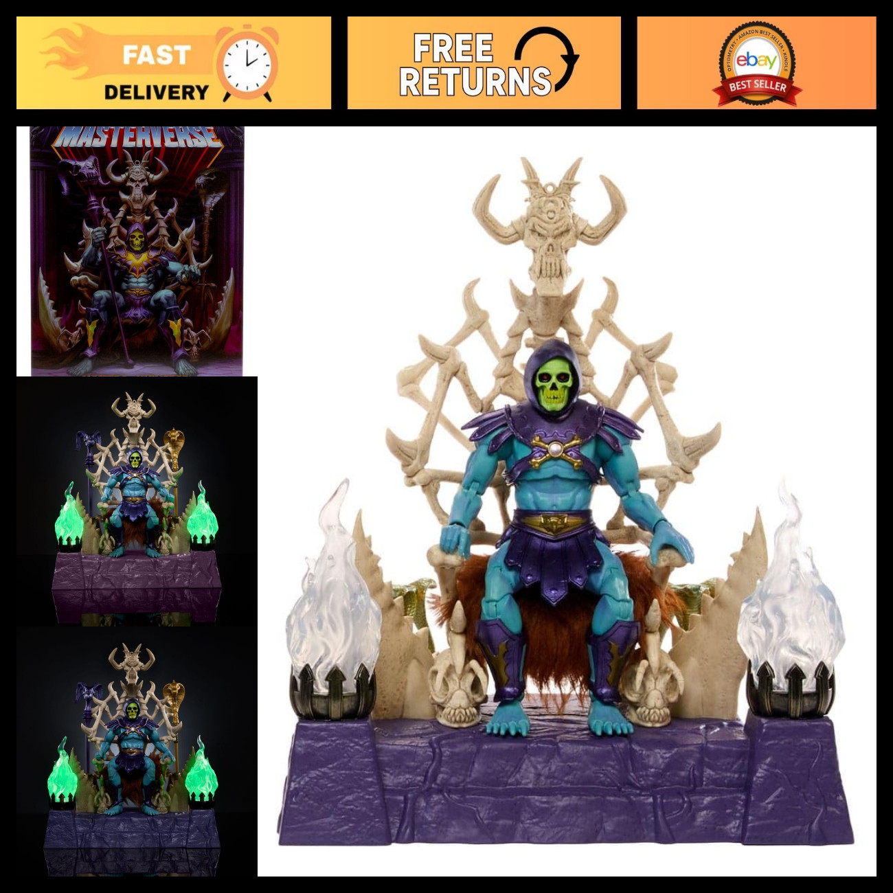 Masters of the Universe Masterverse Skeletor Action Figure and Throne Set, Motu